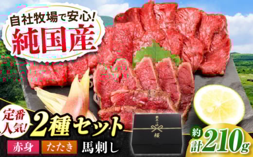 『純国産』熊本の味 馬刺し 入門 2種 セット 計約210g（2〜3人前）赤身 タタキ タレ付【有限会社 九州食肉産業】 [AYCN003] 2114998 - 熊本県合志市