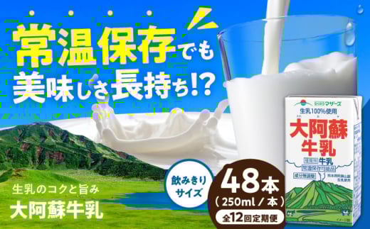 【全12回定期便】大阿蘇牛乳 ロングライフ 250ml 48本（12本入り×4ケース） 12L【合同会社 福福堂】 [AYAC060]