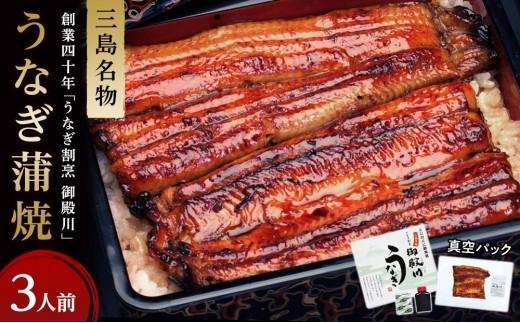 うなぎ 蒲焼 3人前 360g~ 冷蔵 三島名物 3代続くうなぎ屋 うなぎ蒲焼 真空パック 三島名物 御殿川 極上うなぎ 熟練 職人 静岡県 三島市 土用丑の日 晩ごはん 家族 惣菜 734399 - 静岡県三島市