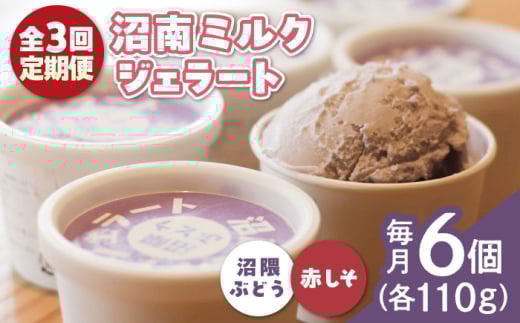 [ふるさと納税][全3回定期便]沼南ミルクジェラート 沼隈ぶどう&赤しそ 各3個 食べ比べセット アイス ぶどう 赤しそ アイス アイスクリーム デザート スイーツ ご当地 広島県福山市/甚ごろう [BAEC046]