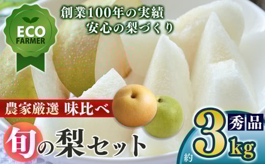 A18 【先行予約】 南陽園の旬の梨味くらべ 約3kg 2L～5L 【秀品】 | ≪数量限定≫ 梨園直送！ 期間限定 果物 くだもの フルーツ 農家直送 梨 ナシ なし シャキシャキ もぎたて 旬 お取り寄せ 二十世紀梨 幸水梨 豊水梨 奈良県 大淀町 ※8月中旬より順次発送予定 929285 - 奈良県大淀町