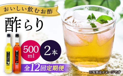 【12回定期便】　【飲む玄米酢】酢らり 大瓶2本セット（西海ゆず・いちご）＜川添酢造＞ [CDN139] 2115666 - 長崎県西海市