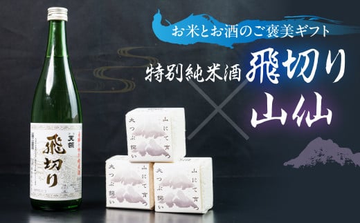 天領酒造 特別純米酒飛切り 720ml 1本・山仙キューブ米3個（1個 300g）セット 純米吟醸 天領 酒 日本酒 米 ギフト いのちの壱 山仙 贈答 下呂市 2115782 - 岐阜県下呂市