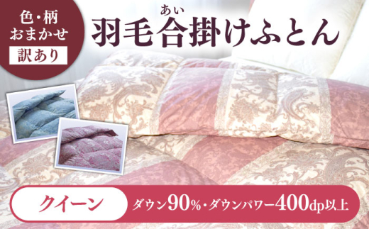 [訳あり] 色柄おまかせ クイーン 羽毛合掛けふとん シルバープリンセスダック ダウン90% ダウンパワー400dp [壱岐市] [富士新幸九州] 