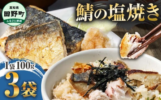 〜四国一小さなまち〜 焼き塩鯖 3袋 1袋100g さば サバ 焼魚 焼き魚 レンジ 魚 魚介類 海鮮 国産 簡単 時短 おかず おつまみ 和食 惣菜 食品 お取り寄せ ごはんのお供 お酒のあて
