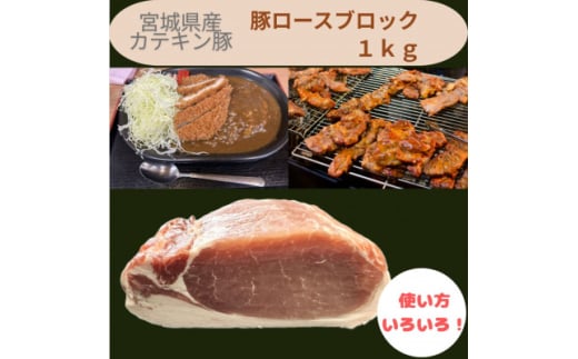 宮城県産＜カテキン豚＞豚ロースブロック1kg【1614346】