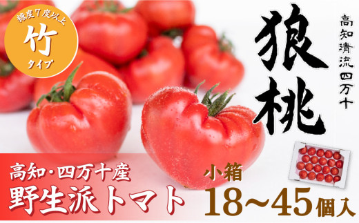 【先行予約／2026年2月下旬から発送】四万十育ち「狼桃」 糖度7度以上　竹タイプ（18～45個入）小箱  Fdf-07　／フルーツトマト しまんと 高知 贈答 ギフト プレゼント 贈り物 お取り寄せ 熨斗 料理 サイズおまかせ トマト とまと 野菜 高知県産 四万十 産地直送 新鮮 期間 数量限定 期間限定 数量限定 1500329 - 高知県四万十町