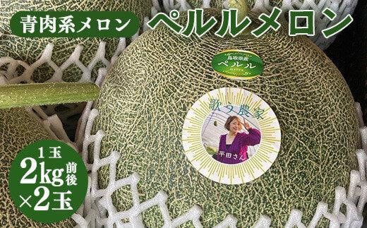 796.【青肉系メロン】ペルルメロン×２玉（1玉2kg前後×2玉） ※離島への配送不可  1225534 - 鳥取県北栄町