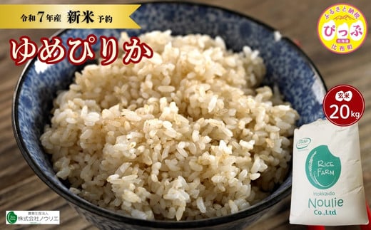 2025年産 先行受付【農業生産法人ノウリエ】北海道産 ゆめぴりか 玄米 20kg【10月から11月上旬発送】米 お米 北海道米 特Aランク 国産 コメ 北海道 比布町 ぴっぷ 2145623 - 北海道比布町
