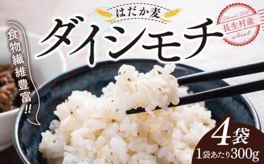 AB1-009 千葉県長生村産 自然栽培 ダイシモチ麦(六条大麦)300g×4袋