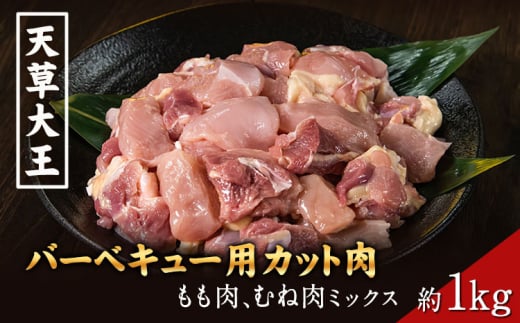天草大王 バーベキュー用カット肉 1kg 《60日以内に出荷予定(土日祝除く)》 熊本県産 【幻の地鶏】長洲町 もも肉 むね肉