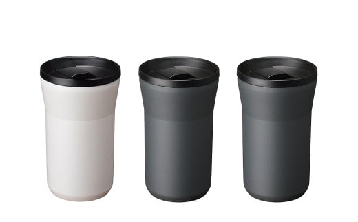 [京セラ]蓋付きタンブラー 350ml [クリームホワイト1個・ダークグレー2個] 計3個セット CERAMUG タンブラー 真空容器 保冷 保温 真空断熱 セラミック トラベルカップ KYOCERA CSR-609-2