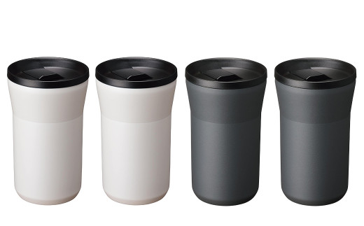 【京セラ】蓋付きタンブラー 350ml ＜クリームホワイト2個・ダークグレー2個＞ 計4個セット CERAMUG タンブラー 真空容器 保冷 保温 真空断熱 セラミック トラベルカップ KYOCERA DSR-623 2117621 - 鹿児島県薩摩川内市