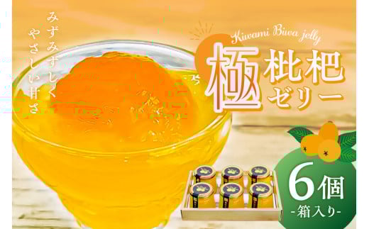 極枇杷ゼリー6個 箱入 mi0010-0017 【お菓子 ゼリー 枇杷 半実 みずみずしい 甘味 果肉 ギフト 果物 スイーツ】