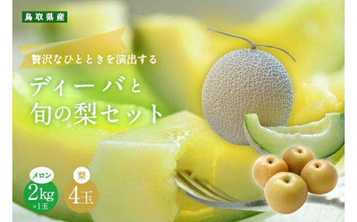 924.【ふるさと納税】【青肉系メロン】ディーバ（メロン）と旬の梨セット※離島への配送不可（北海道、沖縄本島は配送可能） 2117045 - 鳥取県北栄町