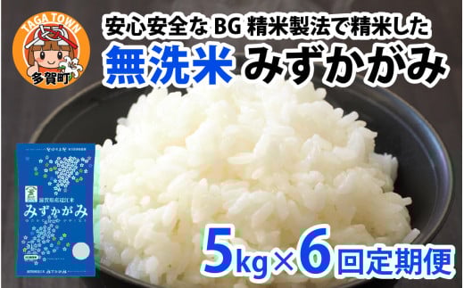 【先行予約】【令和７年産新米早期予約　毎月定期配送・計6回】 BG無洗米みずかがみ5kg×6回【2025年9月以降順次発送】[K-00404] / 滋賀県産 多賀町 みずかがみ 米 お米 こめ コメ 白米 ご飯 精米 5kg 袋 定期便 6ヶ月連続 国産 送料無料 おすすめ 人気 大人気 国産 ランキング 無洗米 ヌカ