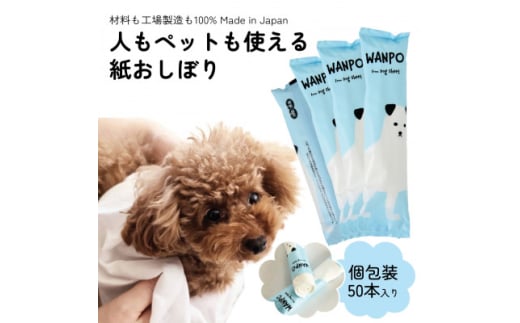 ペット用ウェットシート 個包装紙おしぼり WANPO 50本【1609114】 2117693 - 栃木県佐野市