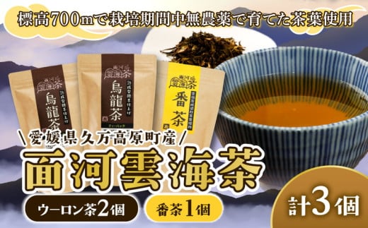 面河雲海茶3袋セット【番茶1袋（約20杯分）烏龍茶（10パック）2袋】 ｜ 愛媛県 久万高原町 面河産 茶葉 ※2025年6月中旬頃より順次発送予定 2113751 - 愛媛県久万高原町