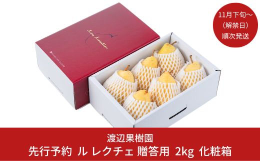 先行予約 ル レクチェ 2kg （4〜7玉）[11月下旬から発送予定] 令和7年度 西洋梨 贈答用 ル レクチエ 洋梨 化粧箱 洋ナシ ル・レクチェ [渡辺果樹園] 【011S075】 1079397 - 新潟県三条市