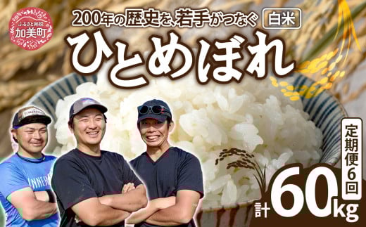 【10kg×6回 計60kg】 米 宮城県産 ひとめぼれ 10kg 定期便 《 令和7年産 新米予約 》 白米 精米 ご飯 ごはん コメ こめ お米 小分け 家庭用 結心ファーム [ 宮城県 加美町 ] 