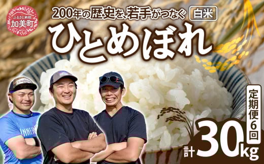 【5kg×6回 計30kg】 米 宮城県産 ひとめぼれ 5kg 定期便 《 令和7年産 新米予約 》 白米 精米 ご飯 ごはん コメ こめ お米 小分け 家庭用 結心ファーム [ 宮城県 加美町 ]  