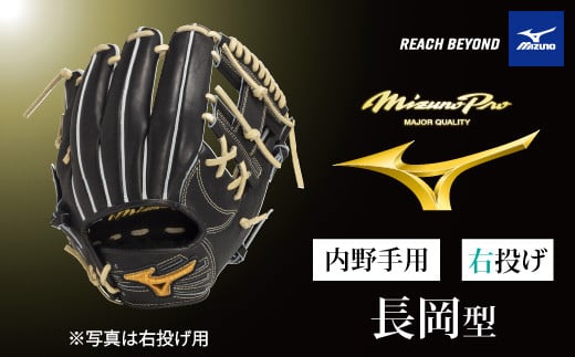 AO76　ミズノプロ 硬式用 野球グラブ 内野手用  長岡型（ 右投げ ）　【 野球 グローブ グラブ 内野 内野手 受注生産 Mizuno Pro 美津濃 右利き 長岡 秀樹 長岡秀樹 】