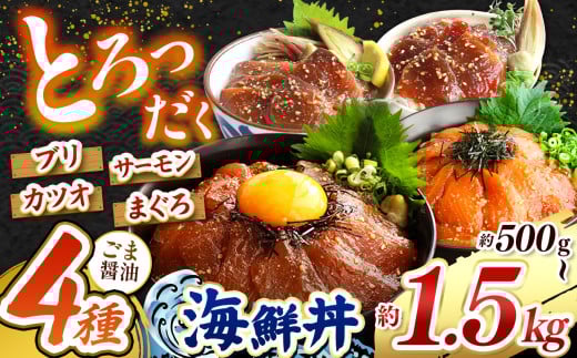 "とろだく" ごま醤油 海鮮丼 4種セット 選べる内容量 約 250g 〜 約 1.5kg | 熊本県 和水町 くまもと なごみ 魚 海鮮 肥後 海鮮丼 スライス 冷凍 漬け さかな 漬け丼 小分け 数量限定 人気 熊本県 熊本