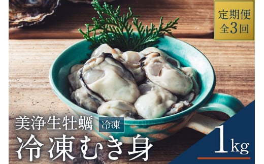 【定期便 3か月】中野水産 美浄生牡蠣 冷凍むき身 1kg (解凍後 約850g） 国産  かき 簡単 海鮮 送料無料 広島県 呉市 ku007-012-r