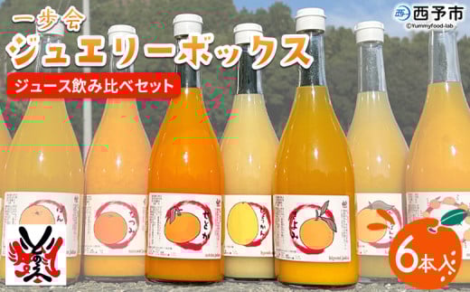 ＜一歩会 ジュエリーボックス ジュース飲み比べセット 720ml×6本入り（果汁100%ストレートジュース）愛媛 みかん＞ ミカン 柑橘 果物 フルーツ 特産品 渡江から一歩を踏み出す会 飲んで応援 愛媛県 西予市【常温】 232484 - 愛媛県西予市