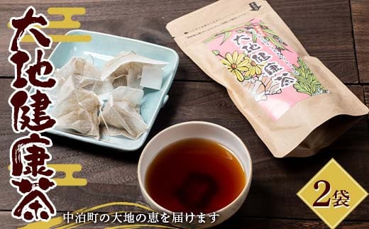 大地健康茶 2袋 【中泊町特産物直売所ピュア】 お茶 ティーパック ティーバッグ ハトムギ 菊芋 ヨモギ ブレンド F6N-261