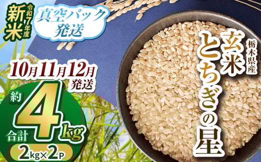 【栃木県共通返礼品】【先行予約】【選べる発送月】令和7年度新米 栃木県産とちぎの星 2kg×2 | 玄米 精米 お米 コメ とちぎの星 先行予約 ブランド米 栃木県 特産品  下野市 送料無料