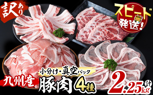【10営業日以内に発送】【数量限定】小分け・真空パック!九州産豚肉4種セット＜計2.25kg＞豚肉 小分け 豚 ロース バラ モモ ウデ 肩ロース  真空パック バラエティ 詰め合わせ セット 訳あり a3-212-10d 2120297 - 鹿児島県志布志市