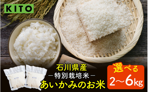 【先行予約 令和7年産】KITO あいかみのお米 6kg（2kg × 3パック）  石川県産  特別栽培米 【コシヒカリ・つきあかり・ミルキークイーンのいずれかお届け】