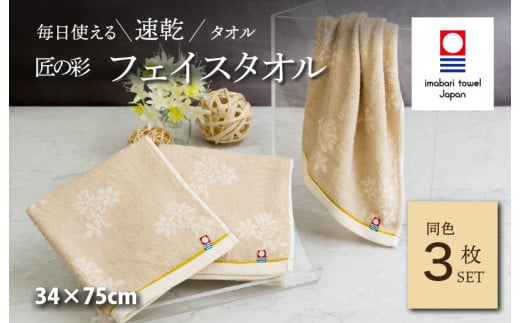 （今治タオルブランド認定品）匠の彩 フェイスタオル 3枚セット （ベージュ） [I002900FT3BE] 今治タオル タオル 今治フェイスタオル ギフト ギフトセット お祝い 贈り物 日本製 2136953 - 愛媛県今治市