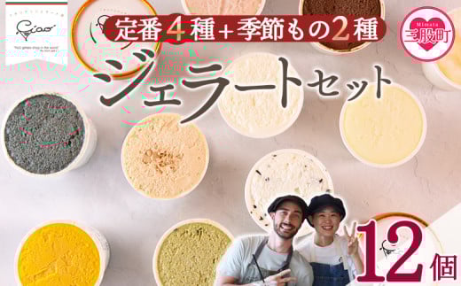 ＜定番4種+季節もの2種ジェラートセット 12個＞ お店セレクト フレーバー お任せ 宮崎県 三股町 スイーツ アイス ヘルシー おやつ 菓子 お菓子 洋菓子 おたのしみ お楽しみ プレゼント ギフト 贈答用 ランダム【MI618-ci】【Ciao Gelateria】 2121711 - 宮崎県三股町