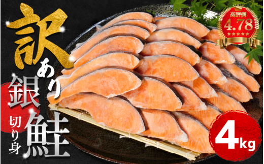 訳あり 塩銀鮭 切身 4kg 2週間配送 