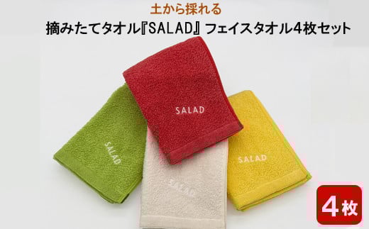 土から採れる 摘みたてタオル 『SALAD』 フェイスタオル 4枚セット 1255548 - 島根県出雲市