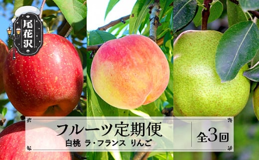 先行予約 フルーツ定期便 白桃 ラ・フランス サンふじりんご 全3回 秀品 9月上旬頃~発送 2025年産 令和7年産 佐竹物産 sb-fthlr3 2112681 - 山形県尾花沢市