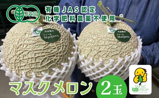 【2025年8月上旬頃～10月上旬頃に発送】丹波篠山育ちの有機メロン達 2玉【兵庫あんしんブランド＆有機JAS認証】 756278 - 兵庫県丹波篠山市