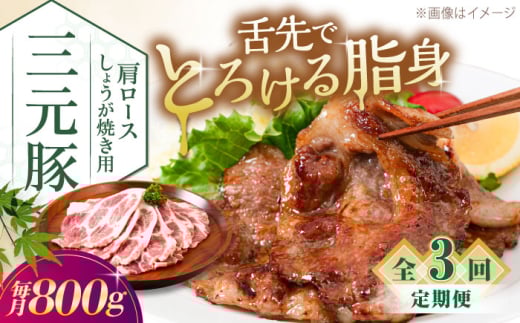 【全3回定期便】三元豚 肩ロース しょうが焼き用 800g (200g×4P)《喜茂別町》【平田牧場】 三元豚 肉 豚肉 ロース 生姜焼き スライス 冷凍 冷凍配送 定期便 北海道 平田牧場 [AJAP140] 2123455 - 北海道喜茂別町