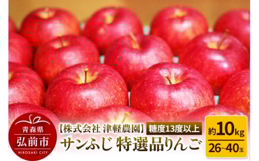 りんご 【糖度13度以上】サンふじ【特選品】約10kg 26～40玉程度 ASIAGAP認証農場 津軽農園