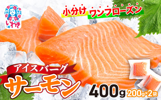 アイスバーグサーモン（アトランティックサーモン）　約400g（約200g×2袋） 刺身 フィレ 個包装 冷凍 さけ サケ 生食サーモン 鮭 魚 海鮮 手巻き寿司 海鮮丼 人気 おすすめ ノルウェー産 2135629 - 福島県いわき市