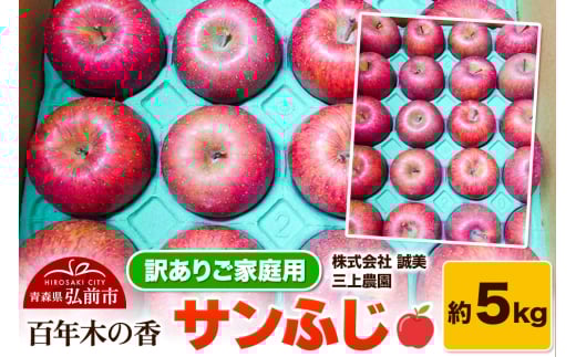 りんご【先行受付】【訳あり】家庭用 百年木の香 三上農園 サンふじ 約5kg 684482 - 青森県弘前市