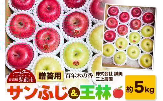 りんご【先行受付】贈答用 百年木の香 三上農園 サンふじ＆王林 約5kg 684486 - 青森県弘前市
