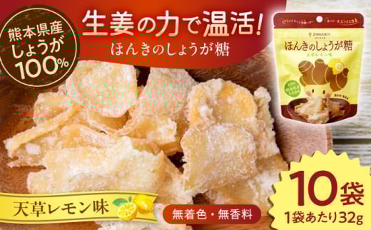 【お中元対象】ほんきのしょうが糖 天草レモン味 32g×10袋【ジンジベル】 [AYAD014]