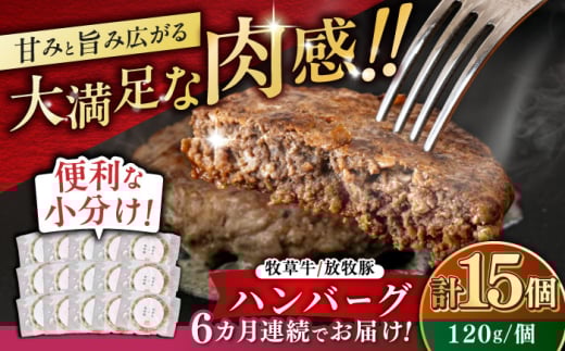 【全6回定期便】【牧草牛×放牧豚】ハンバーグ 15個 《厚真町》【GOODGOOD株式会社】 ハンバーグ 牛肉 豚肉 ジビエ 小分け 冷凍配送 北海道 [AXBP044] 2123630 - 北海道厚真町