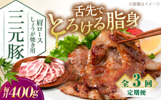 【全3回定期便】三元豚 肩ロース しょうが焼き用 400g (200g×2P)《喜茂別町》【平田牧場】 三元豚 肉 豚肉 ロース 生姜焼き スライス 冷凍 冷凍配送 定期便 北海道 平田牧場 [AJAP136] 2123451 - 北海道喜茂別町