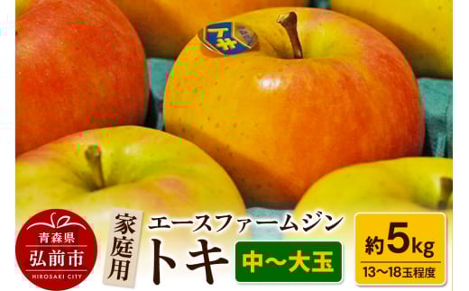 りんご【先行受付】トキ 家庭用 約5kg（中玉～大玉13～18玉程度） 685723 - 青森県弘前市