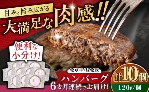 【全6回定期便】【牧草牛×放牧豚】ハンバーグ 10個《厚真町》【GOODGOOD株式会社】 ハンバーグ 牛肉 豚肉 ジビエ 小分け 冷凍配送 北海道 [AXBP040] 2123626 - 北海道厚真町