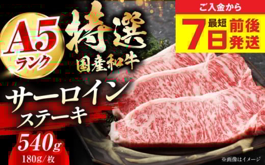 [お中元対象][スピード発送]国産和牛特上サーロインステーキ 180g×3枚 肉 お肉 国産 和牛 冷凍 大阪府高槻市/株式会社ミートモリタ屋[AOAI011]